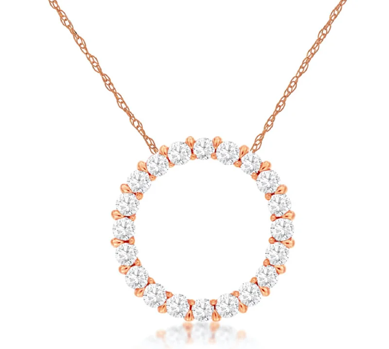 platinum diamond necklaces for women -Rose Gold Diamond Circle Pendant (0.25 carat stones)