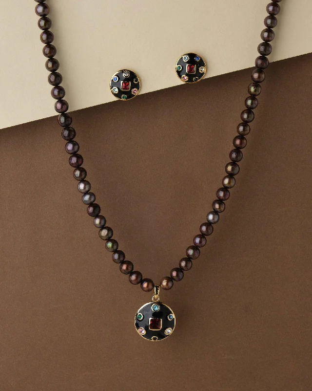 rose gold necklaces for women -Multi Color Stone Necklace Set