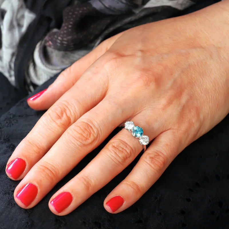 silver stacking rings for women -Glamorous Recycled Zircon & Platinum Dress Ring