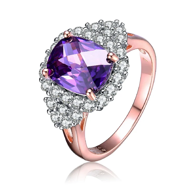 textured gold rings for women -La Scène Amethyst Cocktail Ring