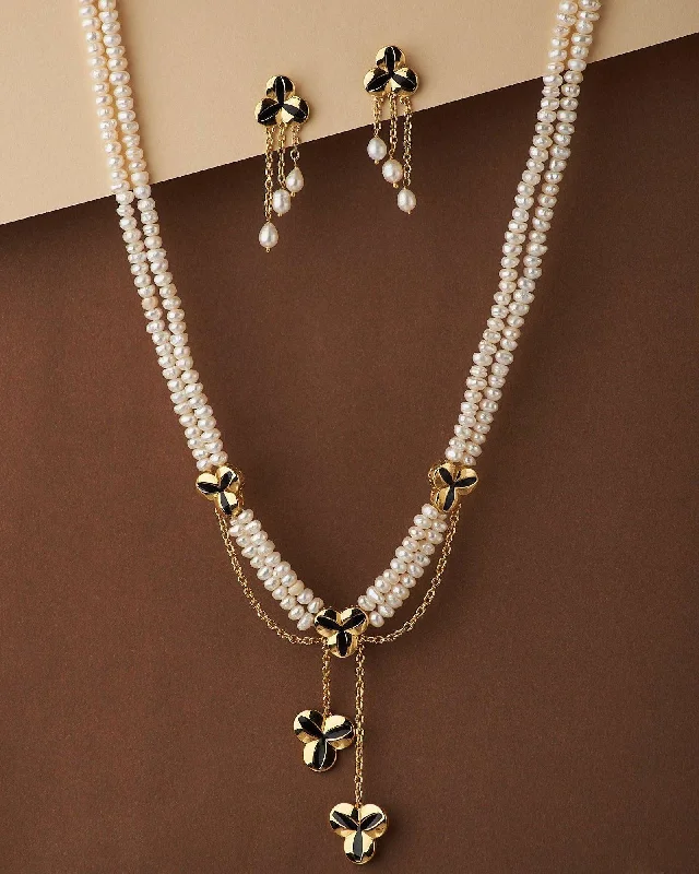 bow necklaces for women -Florial Real Pearl Necklace Set