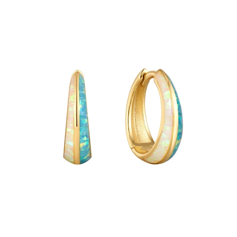 small hoop earrings for women -Grande Blue Ombre Deux Huggies