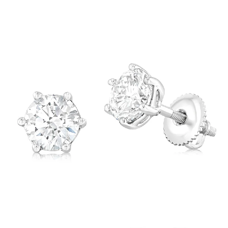 dangle earrings for women -Luminesce Lab Grown 9ct White Gold 2 Carat Diamond Stud Earrings