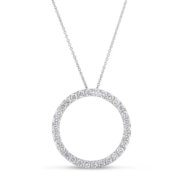 beaded necklaces for women -Roberto Coin 18k White Gold Circle Pendant From Tiny Treasures Collection