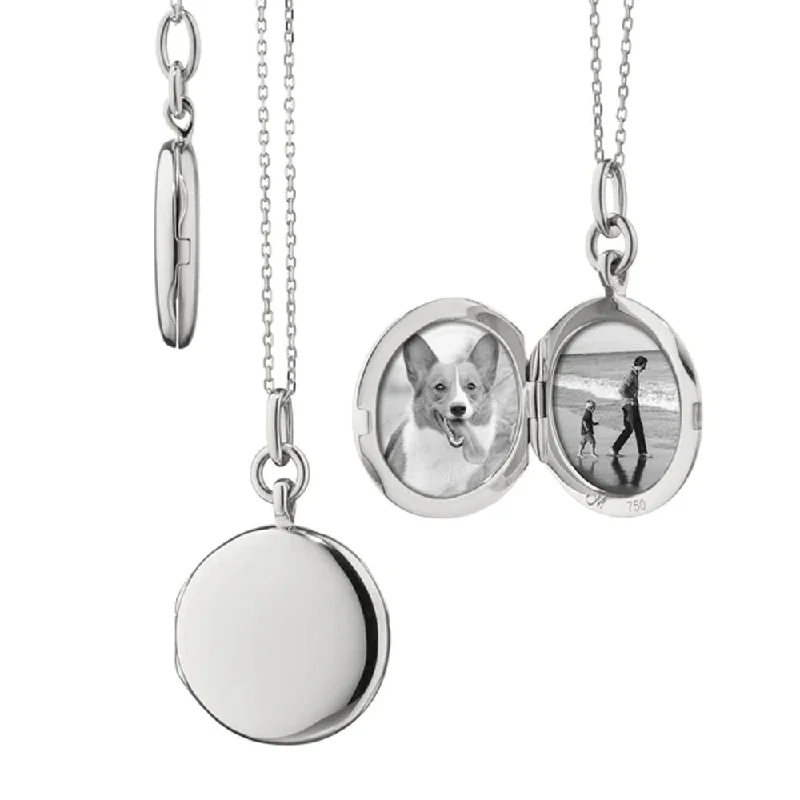 fashion statement necklaces for women -Monica Rich Kosann Slim "Quinn" Round Locket in Sterling Silver