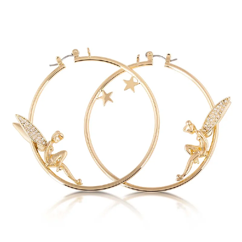 gold-plated earrings for women -DISNEY Tinkerbell Crystal Hoop Earrings