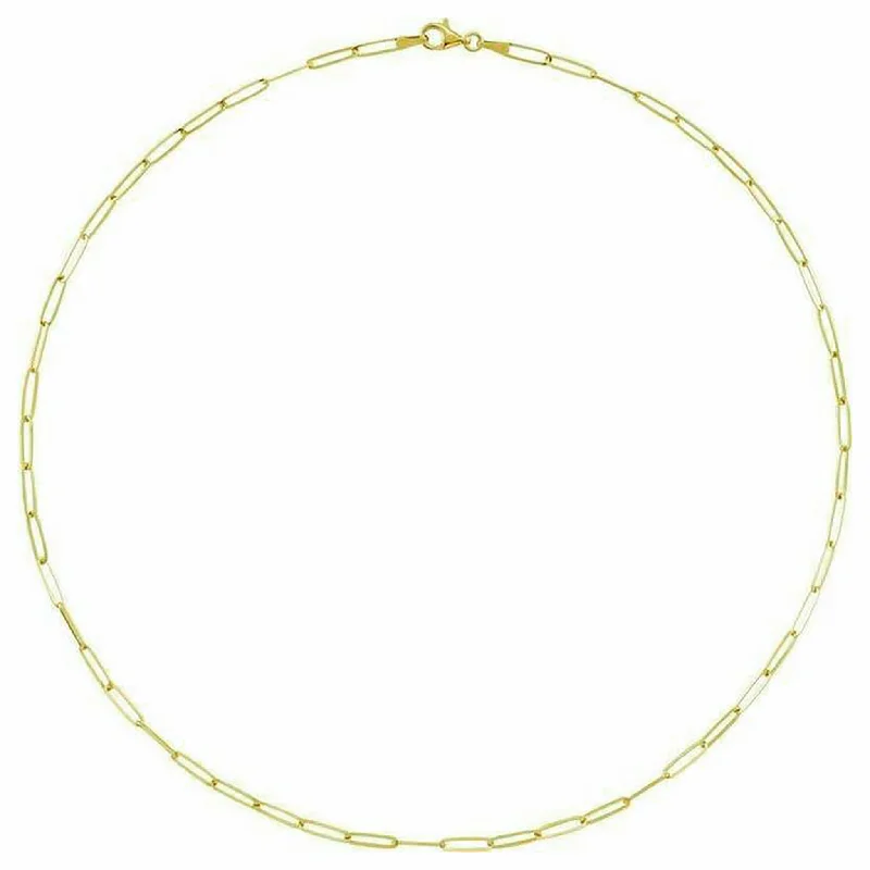 initial necklaces for women -Slim Flat Elongated Paperclip Link Chain (14K)