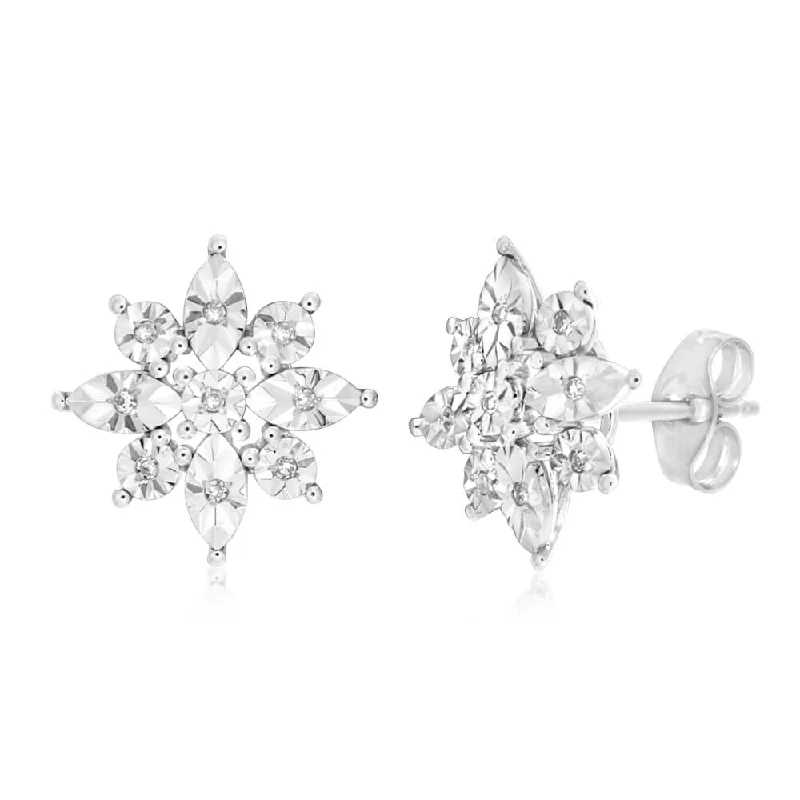 drop earrings for women -9ct White Gold Elegance Diamond Stud Earrings