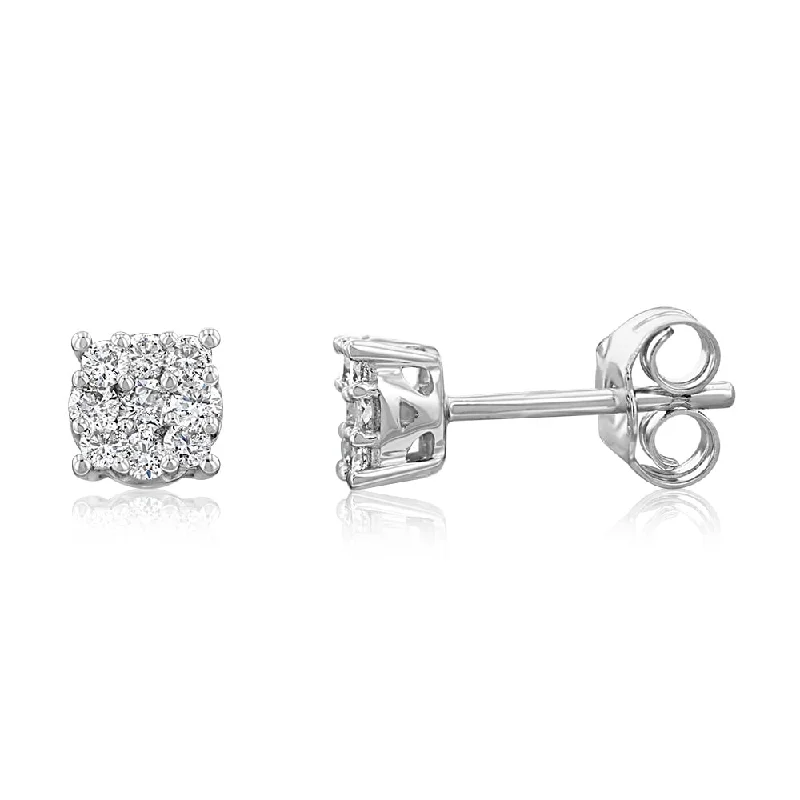 designer earrings for women -9ct White Gold 1/3 Carat Diamond Stud Earrings