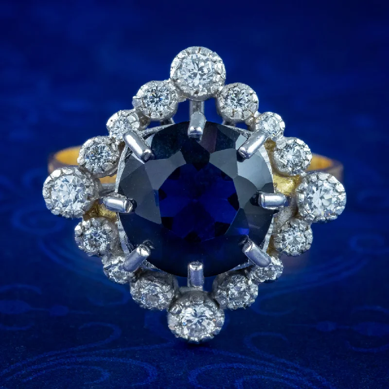 engraved name rings for women -Edwardian Style CZ Tanzanite Cluster Ring