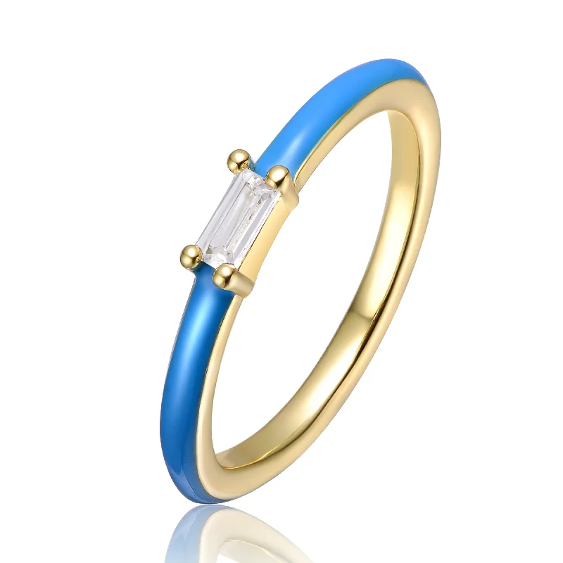 opal rings for women -Coralie Blue Enamel Stacking Ring