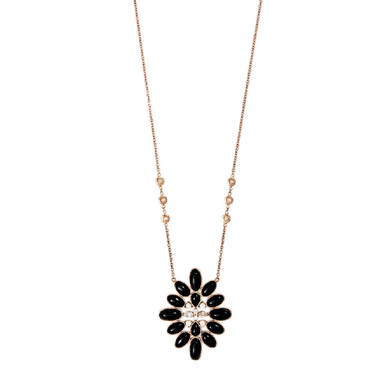 gothic necklaces for women -DIAMOND + ONYX BLOSSOM NECKLACE