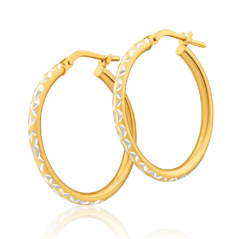 celestial earrings for women -9ct Yellow Gold Silver Filled Two Tone 20mm Hoop Earrings