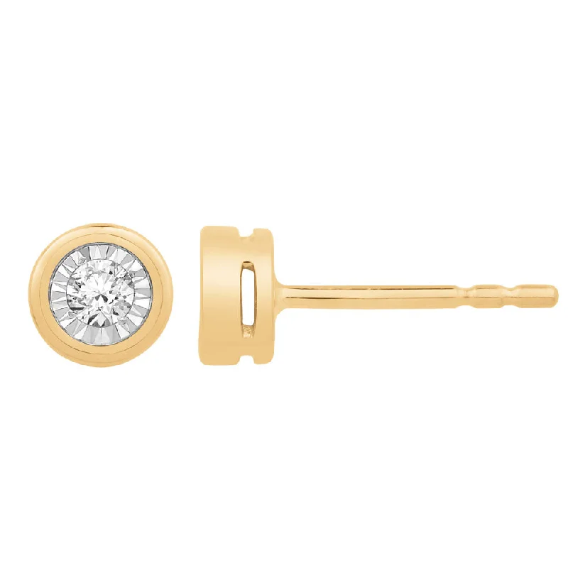 sapphire earrings for women -9ct Yellow Gold Stud Earrings with 10 Points of Diamond