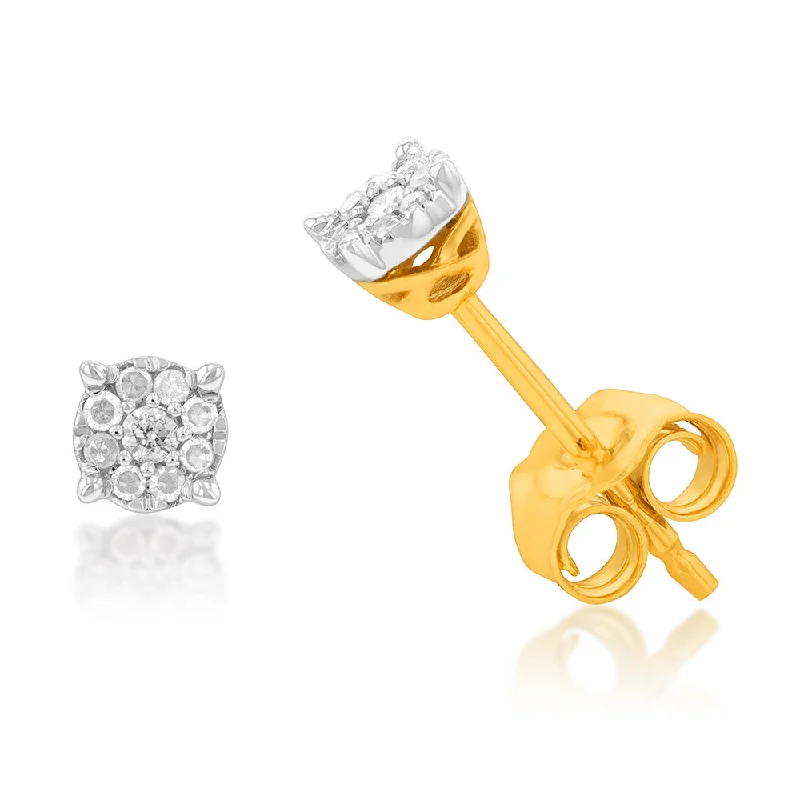 sun and moon earrings for women -9ct Yellow Gold Majestic Diamond Stud Earrings and Infinity Detail on Side Profile