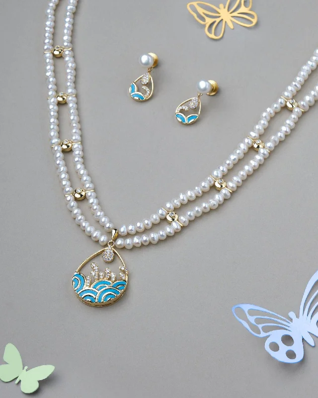 beaded necklaces for women -Gorgeous Real Pearl Necklace Set