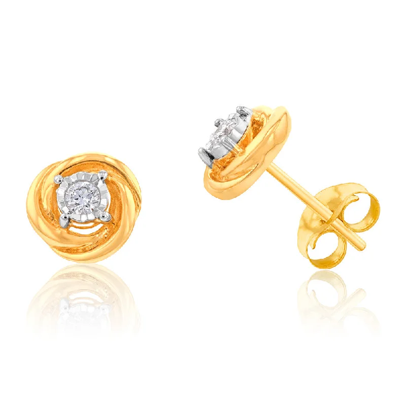 bold statement earrings for women -Luminesce Lab Grown Diamond Stud Earrings in 9ct Yellow Gold