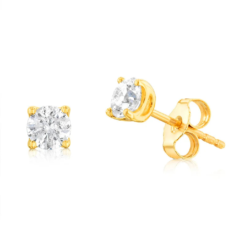 small hoop earrings for women -9ct Yellow Gold 1.00 Carat Diamond Stud Earrings