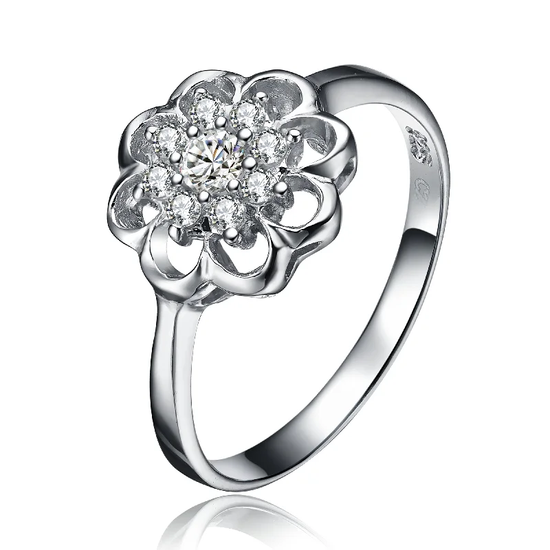 three-stone rings for women -Julie Marigold Flower Ring