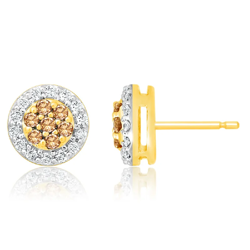 handcrafted earrings for women -9ct Yellow Gold Stud Earrings with 1/2 Carat of Diamonds