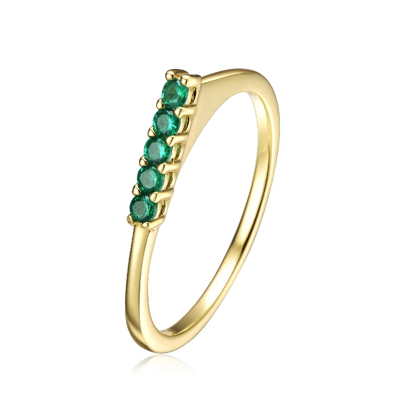 cocktail rings for women -Camille Waterfall Green and Golden Stacking Ring