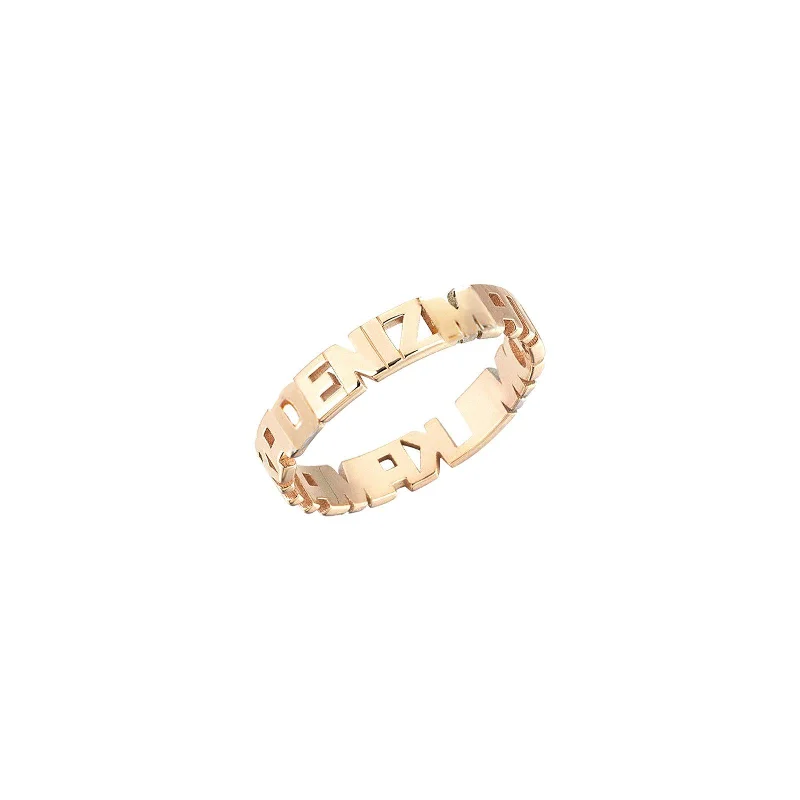 chevron rings for women -Name Ring / Family Ring