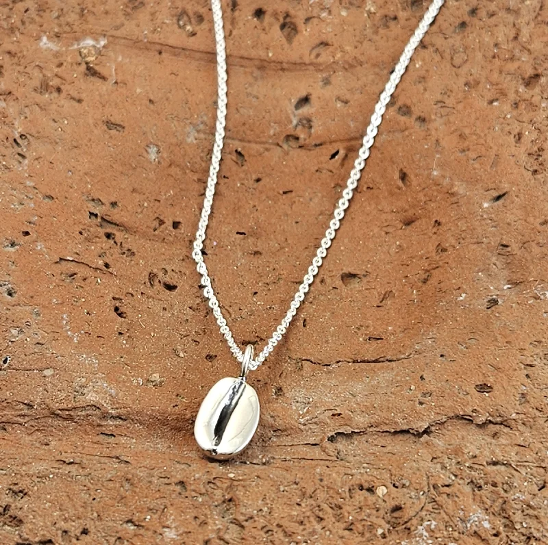 rose quartz necklaces for women -Coffee Bean Sterling Silver Pendant