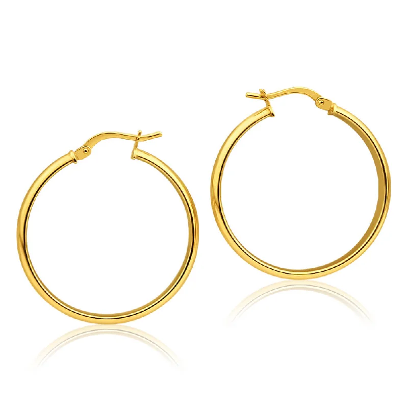 statement earrings for women -9ct Yellow Gold Silver Filled Half Round 25mm Hoop Earrings