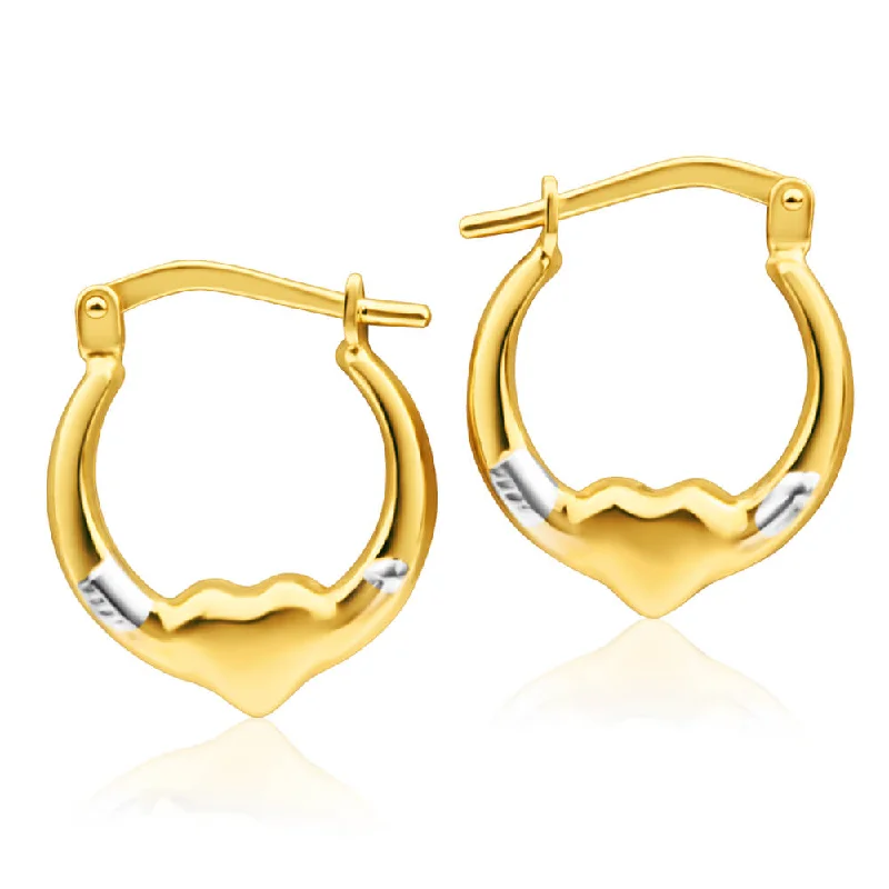 floral earrings for women -9ct Yellow Gold Silver Filled Fancy Heart Hoop Creole Earrings