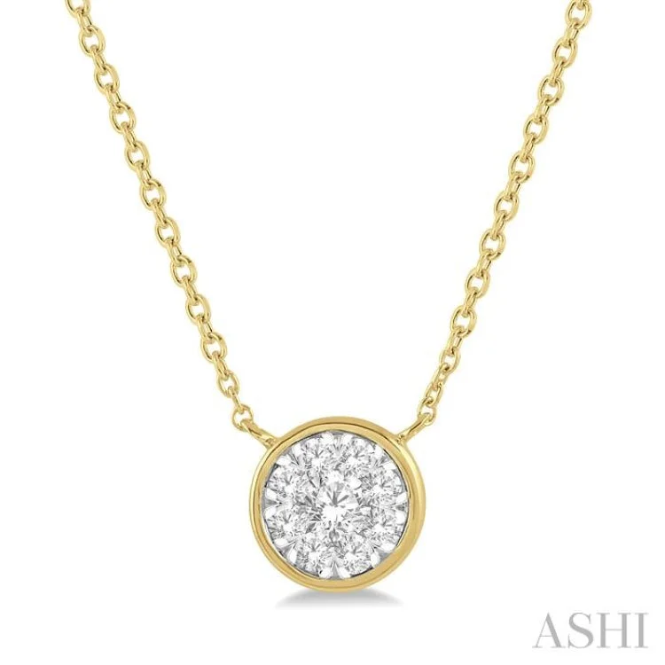 multi-layer necklaces for women -1/3 Ctw Round Shape Lovebright Diamond Necklace in 14K Yellow and White Gold