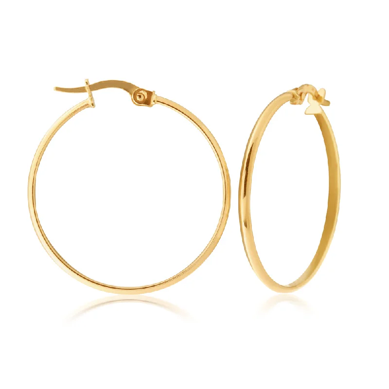 zodiac sign earrings for women -9ct Yellow Gold 25mm Plain Hoop Earrings