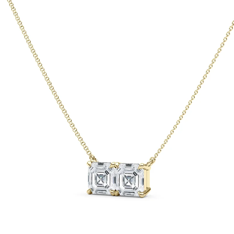 art deco necklaces for women -Twin Asscher Diamond Pendant