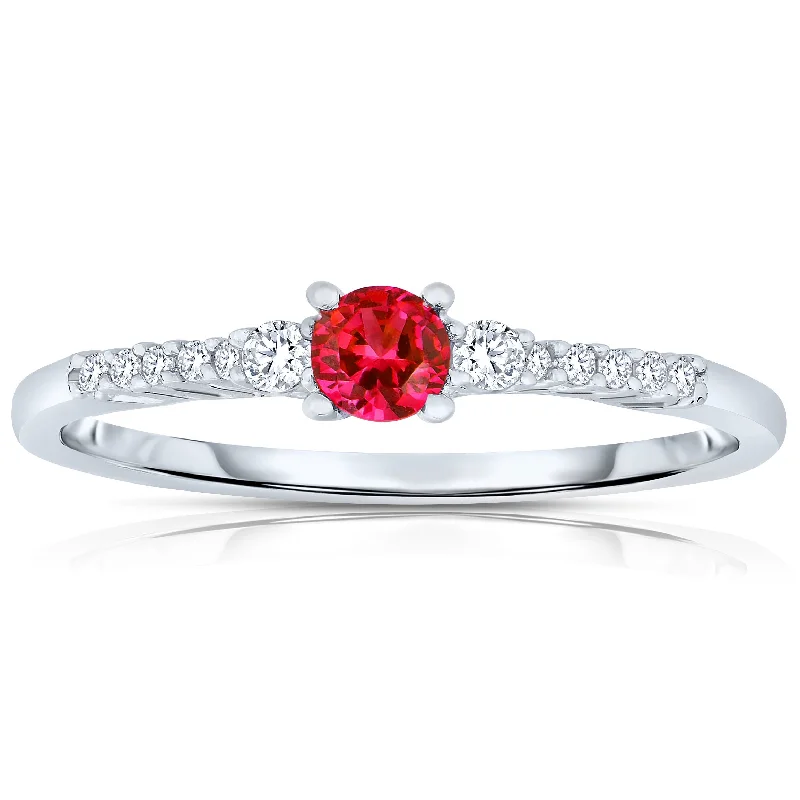 textured gold rings for women -Léa Cubic Zirconia Ruby Ring