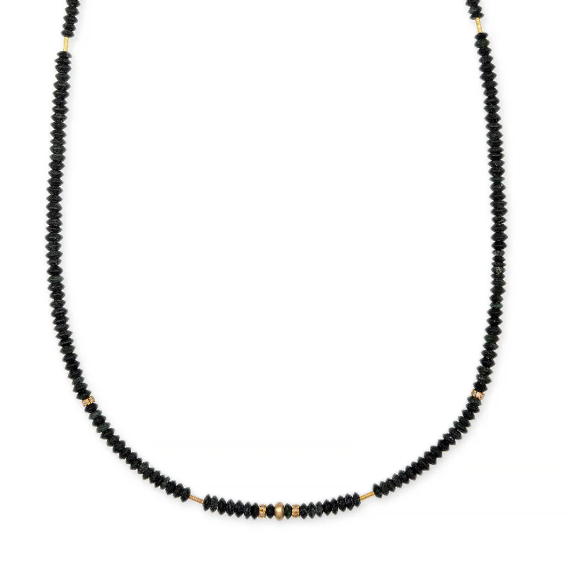 sterling silver necklaces for women -PAVE + GOLD AND BLACK JADE BEADED TOGGLE NECKLACE