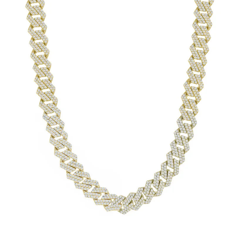 cubic zirconia necklaces for women -Yellow Iced-Out Monaco Edge Chain (Silver)