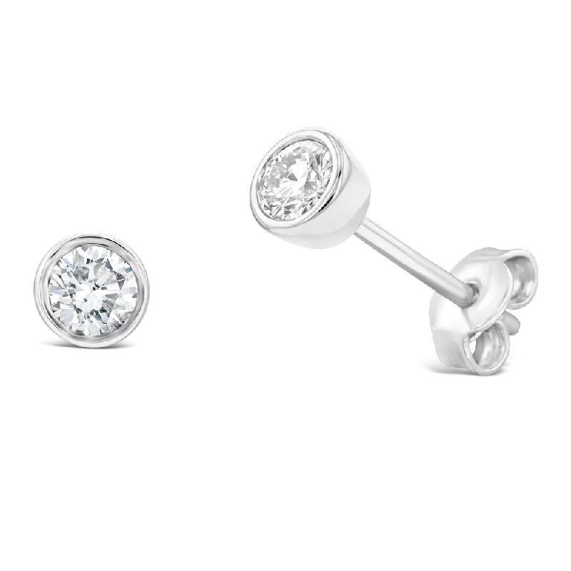 cubic zirconia hoop earrings for women -Sterling Silver 1/3 Carat Lab Grown Diamond Stud Earrings