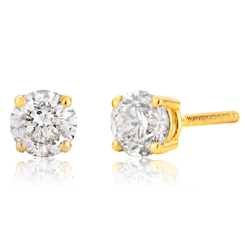 statement earrings for women -14ct Yellow Gold Diamond Stud Earrings with Approximately 0.50 Carat of Diamonds