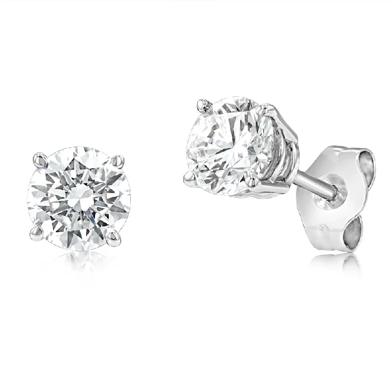 bold statement earrings for women -Luminesce Lab Grown Diamond 1 Carat Solitaire Stud Earrings in 14ct White Gold