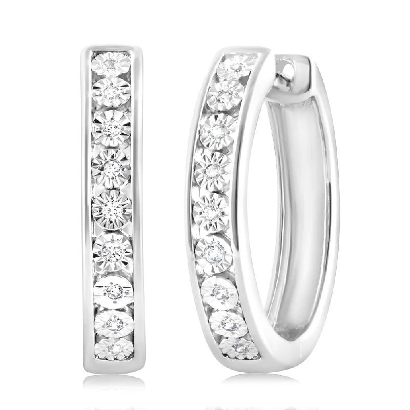 zodiac sign earrings for women -Luminesce Lab Grown 18 Diamonds Hoop Earrings in Sterling Silver