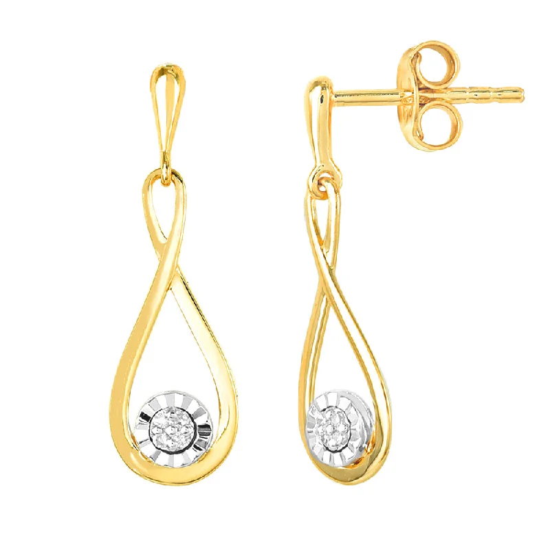 wedding earrings for women -9ct Yellow Gold Diamond Infinity Drop Earrings with 8 Brilliant Diamonds