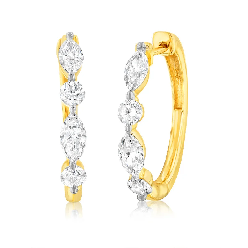 stud earrings for women -Luminesce Lab Grown 9ct Yellow Gold 1.5 Carat Diamond Hoop Earrings