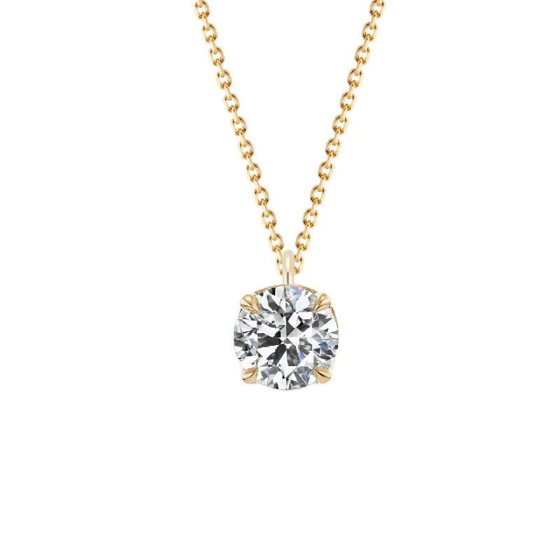 multi-layer necklaces for women -DIAMOND SOLITAIRE PENDANT WITH CROWN SETTING IN 18K YELLOW GOLD