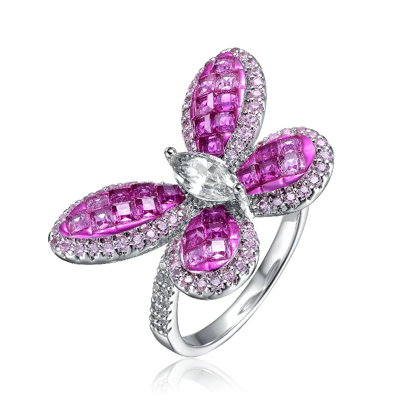 cluster rings for women -Louise Pink Soulmate Butterfly Limited Edition Ring