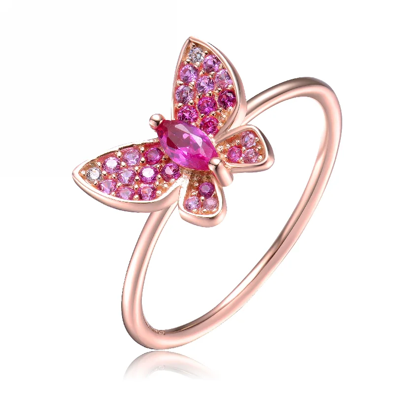 rose gold rings for women -Sylvie Pink Butterfly Ring