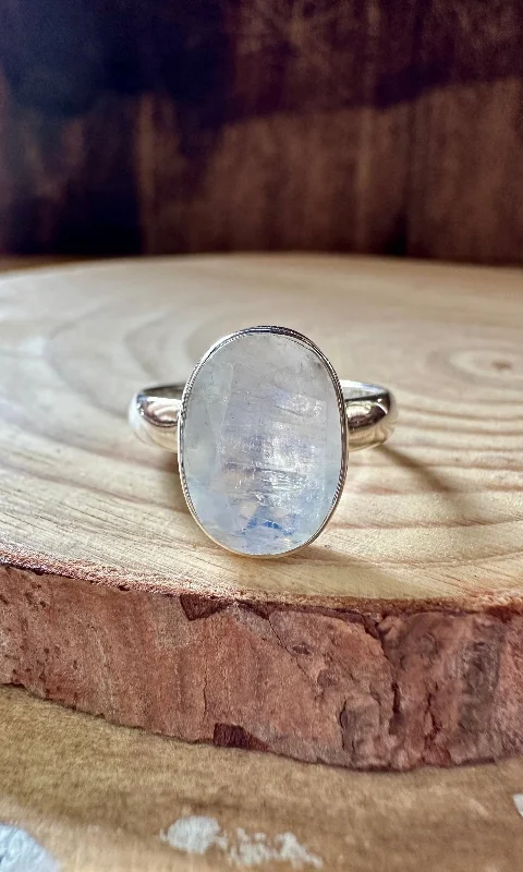 jade rings for women -NEPTUNE MOONSTONE Sterling Silver Ring • Size 7