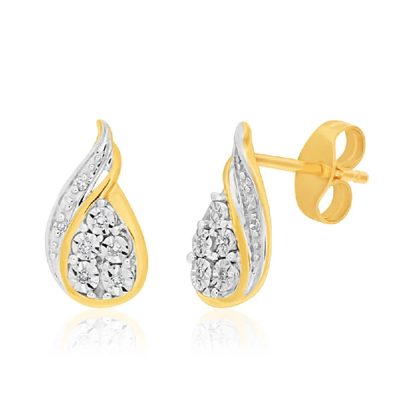 teardrop earrings for women -9ct Charming White Gold Diamond Stud Earrings