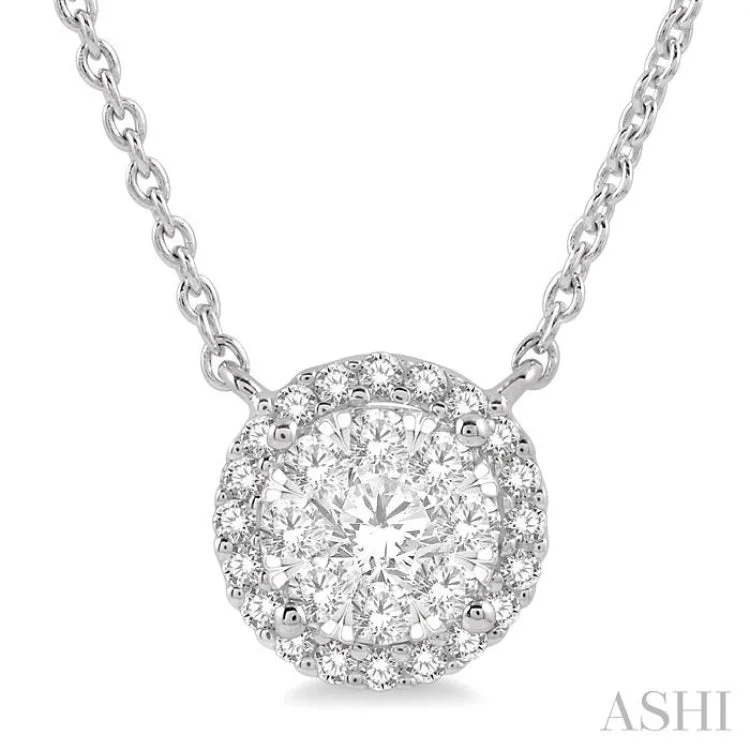 tourmaline stone necklaces for women -1/3 ctw Circular Round Cut Diamond Lovebright Necklace in 14K White Gold