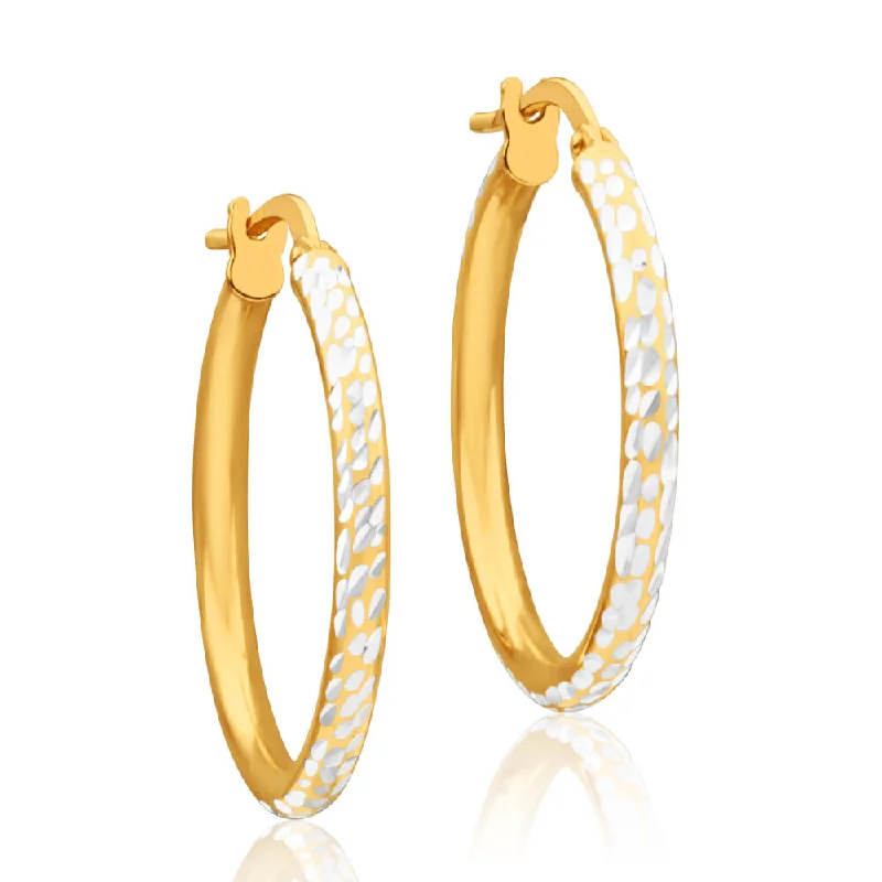 multi-stone earrings for women -9ct Yellow Gold Silver Filled 20mm Hoop Earrings with diamond cut feature