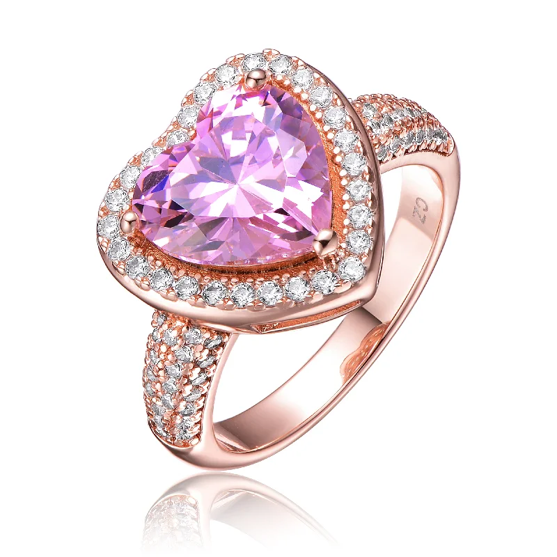 birthstone rings for women -Coeur Pink Énergie Heart Ring