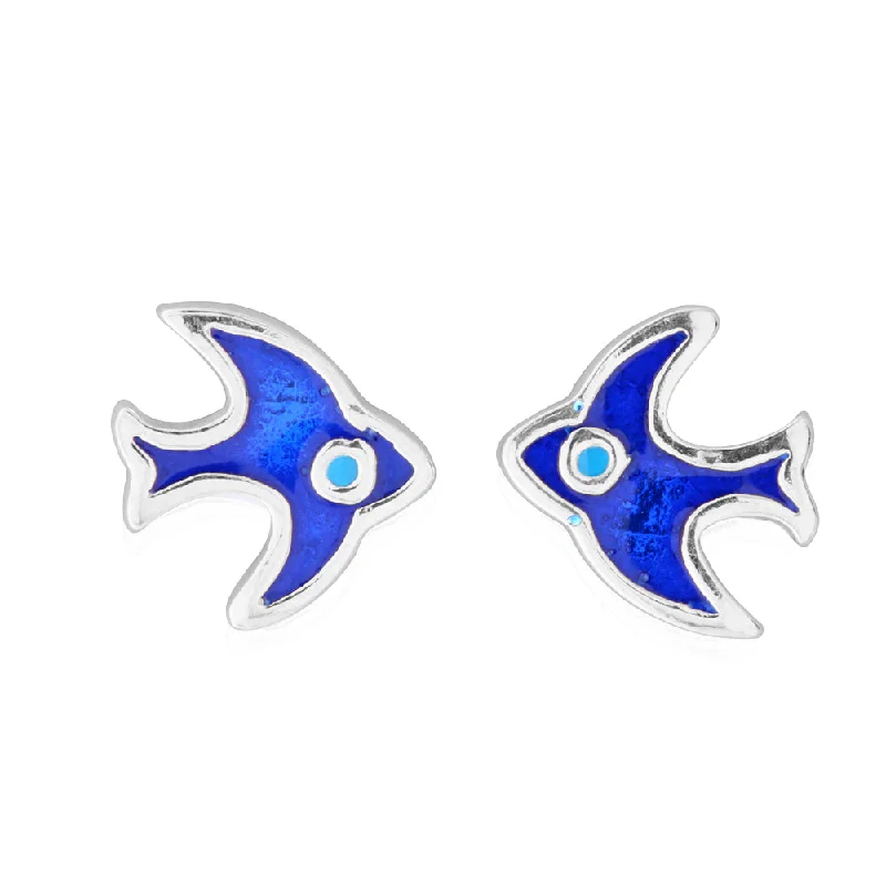 dangle earrings for women -Sterling Silver Bluebird Stud Earrings